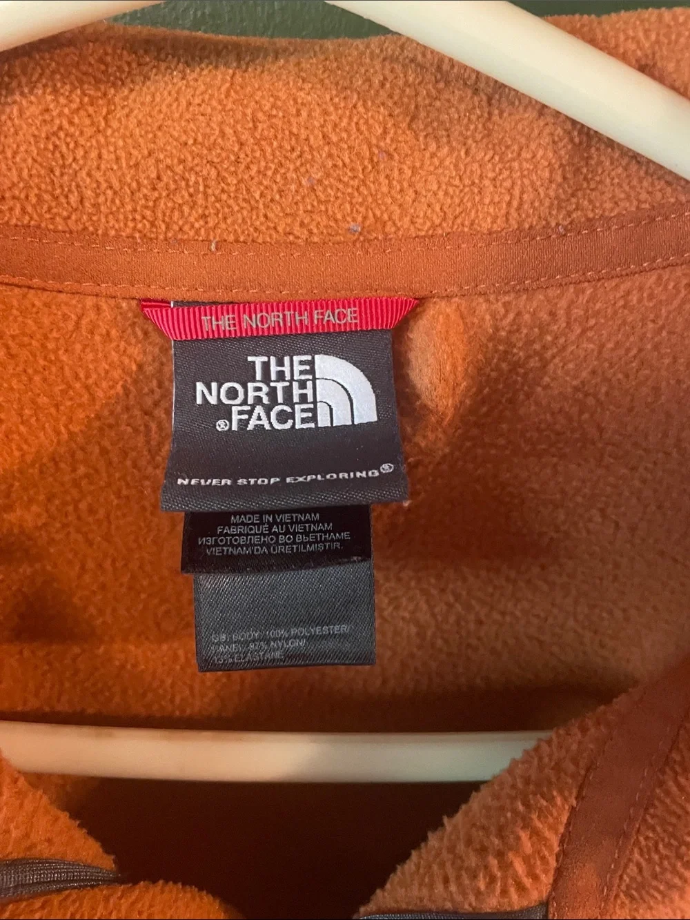 The North Face Orange Fleece Quarter-Zip with Dark Chest Pocket Size XL